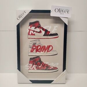 Hustle Grind Success Sneakers Nike  Art Print - Red and Black